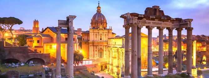 Stadt Urlaub Rom - Im alten Rom war dies nicht nur wahr, sondern alle Hauptstraßen, die vor und während der Kaiserzeit gebaut wurden, verfügen über einen exakten Startpunkt, genannt Migliaio d'oro (goldener Meilenstein). Er befindet sich neben dem Saturntempel, inmitten der heute größten historischen Stätte der Welt: dem Forum Romanum.