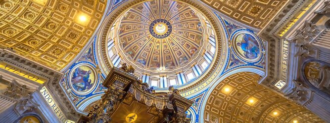 Stadt Urlaub Rom - der Petersdom befindet sich am Petersplatz in Vatikanstadt. Der Dom ist nicht nur die wichtigste Kirche Roms, sondern auch die erste der sieben Pilgerkirchen in Rom.
