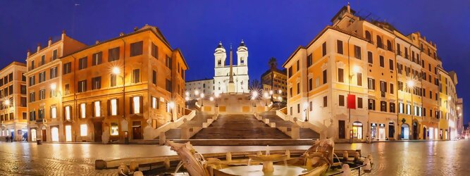 Stadt Urlaub Rom - Die Spanische Treppe (italienisch Scalinata di Trinità dei Monti) in Rom ist eine der bekanntesten Freitreppen der Welt. Die Spanische Treppe wurde ab 1723 erbaut. Sie geht zurück auf die städtebaulichen Ambitionen des Papstes Innozenz XIII.